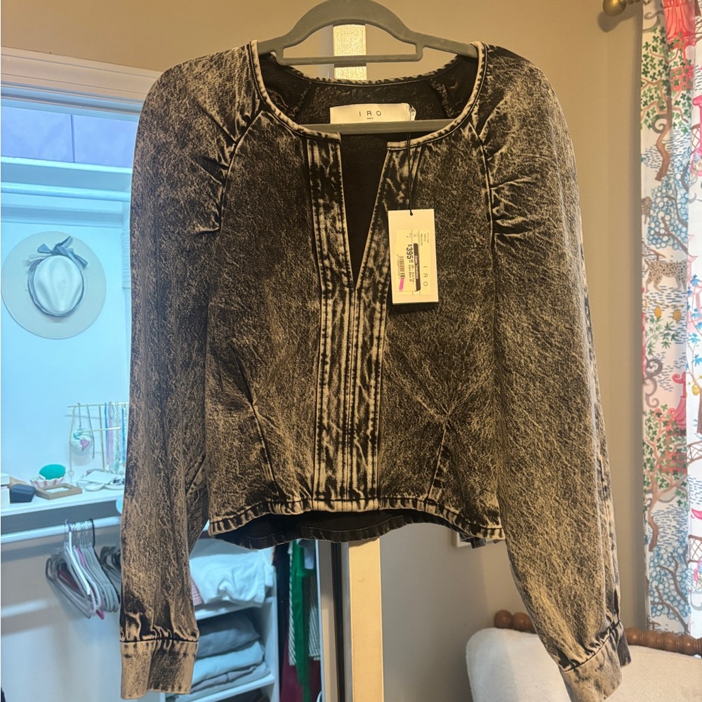 IRO Black Ruched Long Sleeve Blouse
